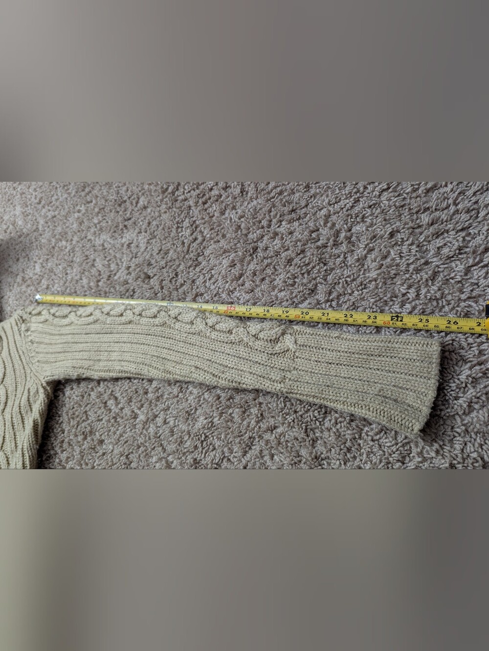 Vintage Y2K Aeropostale Cable Knit Fur Trim Hooded Zip Up Sweater Medium Cream - Picture 3 of 11